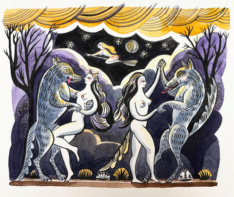 Wolves and Witches - original painting / illustration